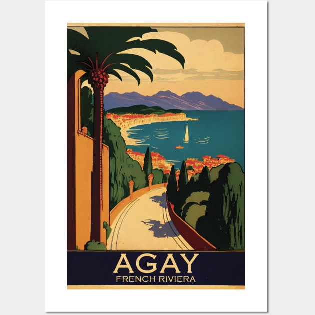 1928 FRANCE Agay French Riviera Vintage travel poster Wall Art by GreenMary Design